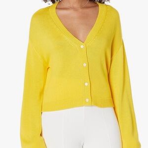 The Drop Yellow Cropped Cardigan